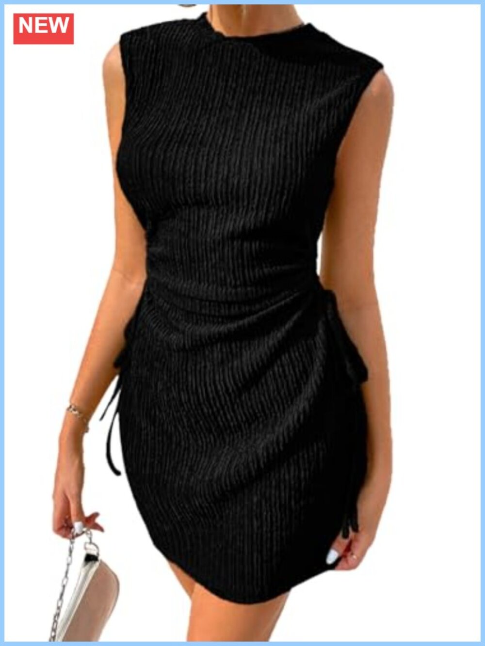 Acelitt Women's Sleeveless Bodycon Mini Dress Cut-Out Ruched Party